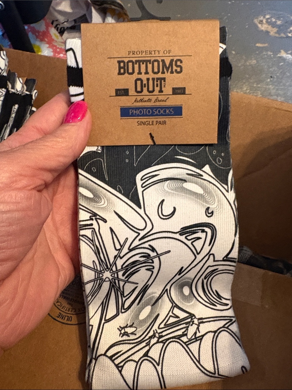 Bottoms O'Ut Black & White Graphic Photo Socks - Men Two Pairs